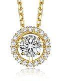MomentWish Collana Donna Oro Giallo, Moissanite 0.5 Carato, Argento 925, Ciondolo Solitario, Regalo per Donna