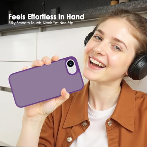 Image of TENOC Phone Case Compatible with iPhone SE (2nd 2020 and 3rd 2022 Generation) & iPhone 7 & iPhone 8, Dark Purple Case Translucent Protective Bumper Matte Hard Back Cover for 4.7 Inch