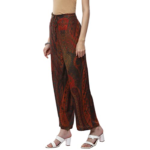 Image of BIBA Women Rayon Straight Printed Palazzo