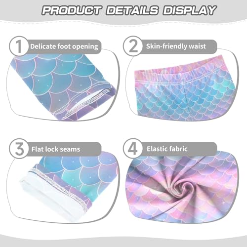 ALAZA Fish Scale Mermaid Funny Girls Leggings Ankle Length Basic Leggings Stretchy Pants for Yoga Dance3