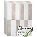 LONGKING 10-Sheet Thickened Peel and Stick Subway Tile Backsplash for Kitchen, Vertical Strip Design, Marble Tile, Waterproof Wall Sticker for Kitchen & Bathroom, Beige&White