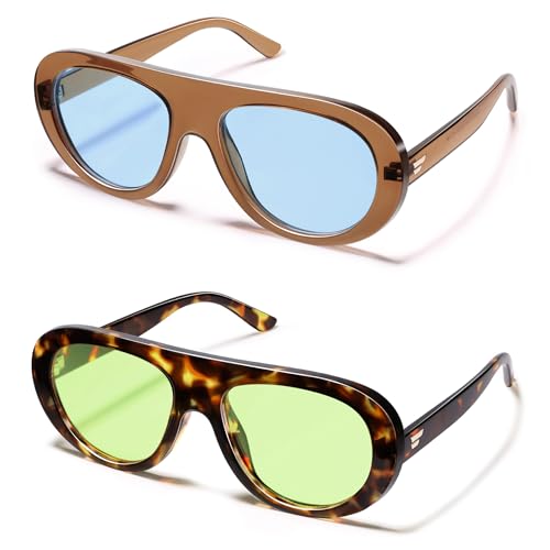 Image of VANLINKER Oversized Retro Aviator Sunglasses for Women Men Chic 70s Vintage Style Trendy 2026 Chunky Sun Glasses VL9865
