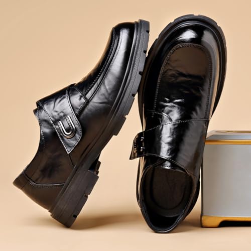 Men's Classic Slip - on Genuine Cowhide Leather Penny Loafers, Ideal for Business - Casual Work and Daily Office Wear (black1524,8.5)3