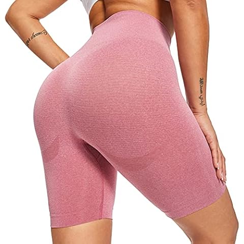 StaySlim High Waisted Seamless Gym Shorts for Women Ruched Butt Lifting Workout Cycling Shorts Tummy Control Yoga Short Leggings Pink Cover