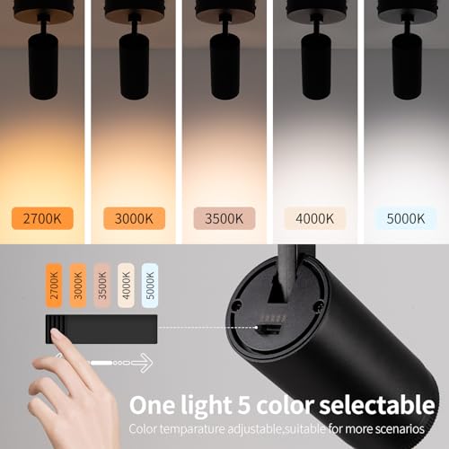Image of mirrea 5-Color Zoomable Indoor Spot Lights,LED Ceiling Spotlight Lighting Fixtures for Room and Hallway,Accent Light for Gallery,Black Directional Lamp for Home,2700-5000K,15-45,CRI90+,Pack of 1