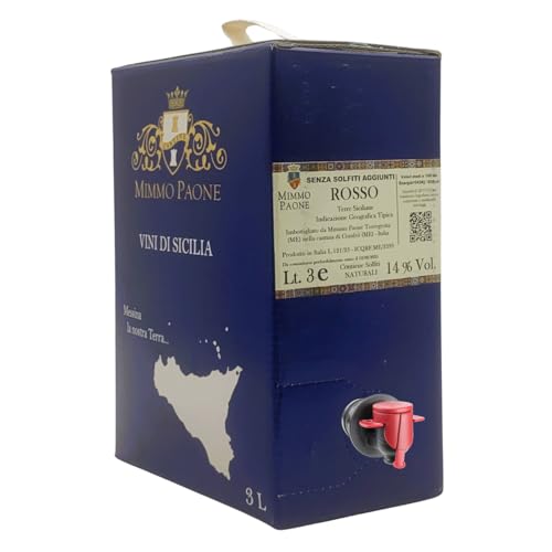 Senza Solfiti Aggiunti in Bag in Box Vino Rosso da 3 Litri Terre Siciliane IGP Mimmo Paone 14% vol