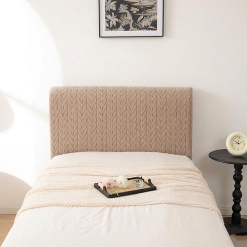 Image of HOMETHREADS Stretchable Lycra /Velvet Headboard Cover | Soft, Dust-Proof & Wrinkle-Resistant Bed Back Protector | Fits Leather, Wooden & Fabric Bedsides | for 3ft to 3.5ft Beds (Beige,90x65cm)