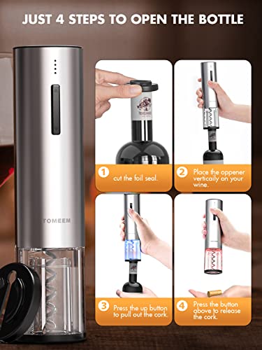 Electric Wine Opener Set, Tomeem Wine Gift Set With Rechargeable Wine Opener, Electric Wine Aerator, Vacuum Stoppers And Foil Cutter, 4-In-1 Electric Wine Bottle Opener For Home Party Bar Outdoor #TOP3