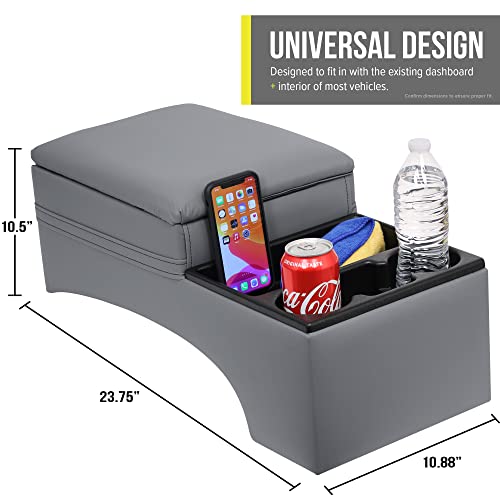 Moblorg Heavy Duty Center Console For Truck Bench Seats, Vehicle Organizer, Large, Vinyl, Made In Usa (Gray) #TOP4