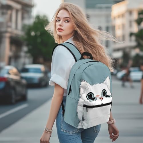 Cat Backpack for School for Girls Breathable Padded Shoulder Strap Bookbag with Laptop Compartment Lightweight Middle School Bag with Top Handle Easy to Carry3
