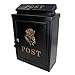 AB Tools Gold Rose Letter Post Mail Box Metal Black Wall Door Gate House Lockable