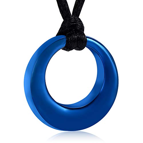 Hearbeingt Cremation Jewelry Urn Necklace for Ashes with Circle of Life Eternity Stainless Steel, Blue
