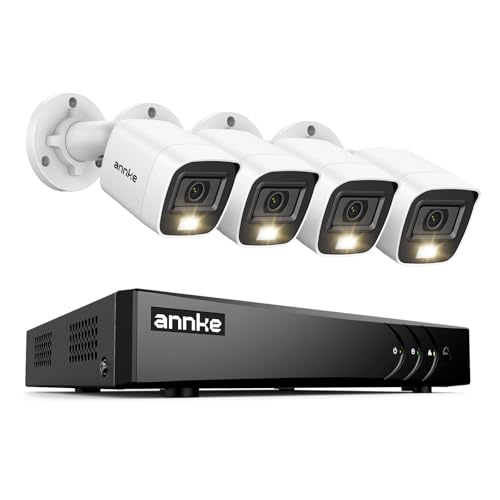 ANNKE 8CH Wired DVR Security Camera System with AI Human/Vehicle Detection, 5MP Lite H.265+ CCTV DVR Recorder and 4 x 1080P Analogo Surveillance Cameras, Email Alert with Snapshots, No Hard Drive