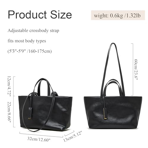 Image of Premium Brown Leather Tote Bag Handbag, Large Brown Tote Purses for Women