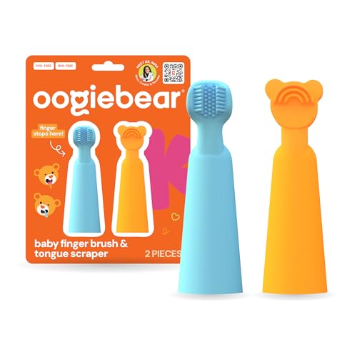 Image of oogiebear Baby Finger Brush & Tongue Scraper - Gentle Oral Care, Soft Silicone, BPA-Free, for Infants & Toddlers
