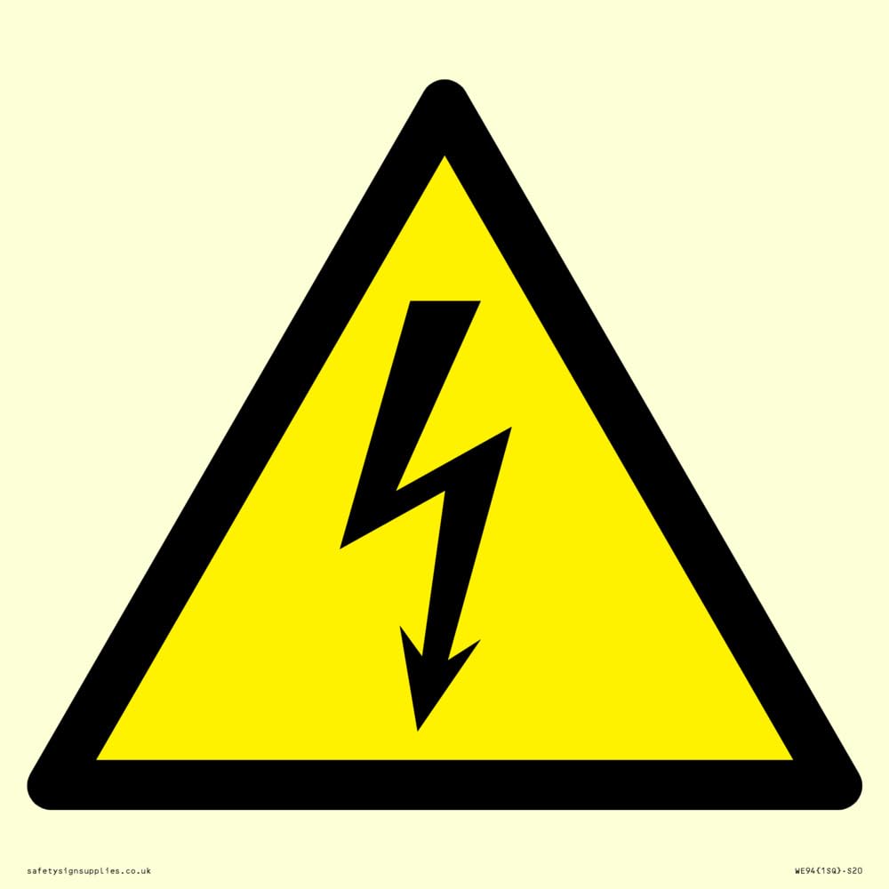 W012 Warning: Electricity Sign - 200x200mm - S20