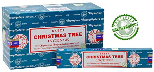 Earth Satya Christmas Tree Incense Sticks 15 Gms (Pack Of 12) (Green Certified) Indian Perfumed Hand Rolled Agarbatti Perfect For Worship,Relaxation, Medication. #TOP3