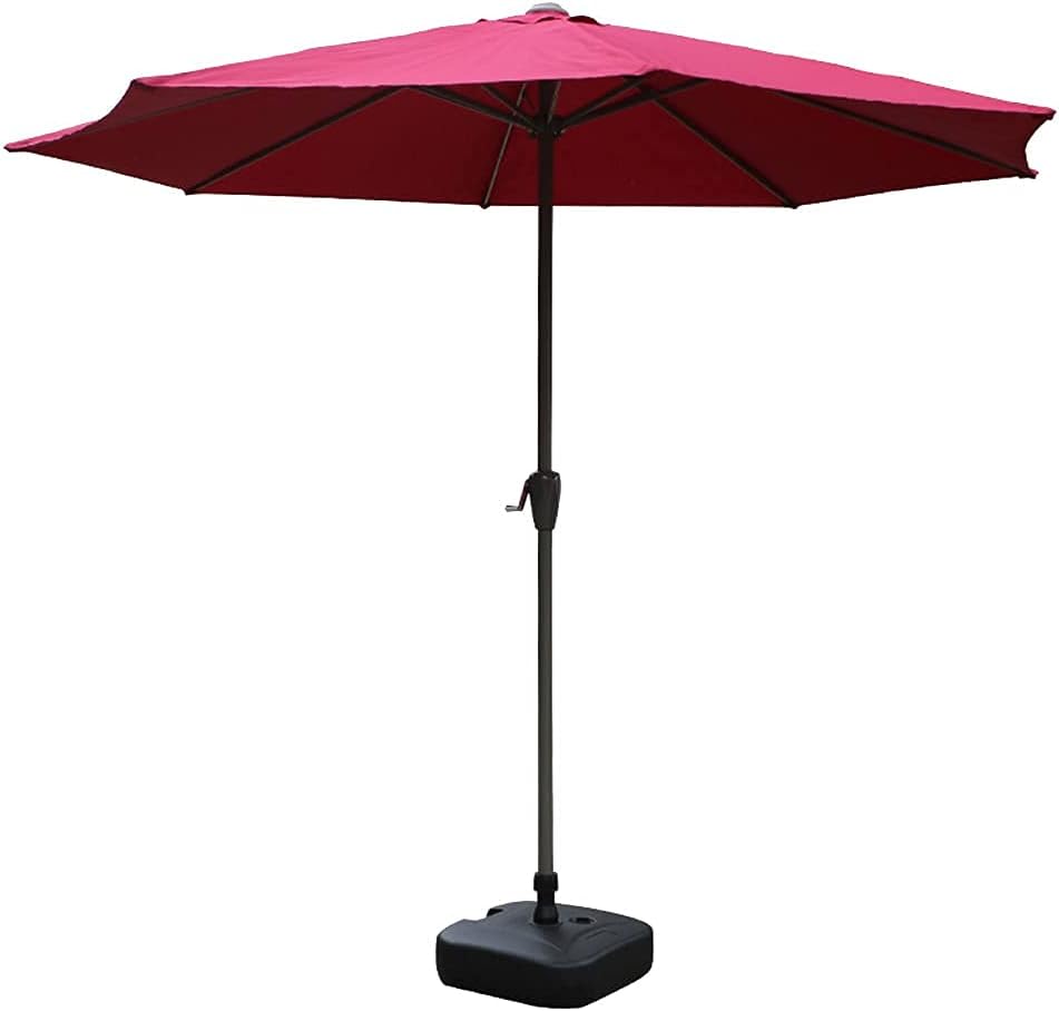 Balcony Parasol Shade Parasol Patio Umbrella, 270cm Rose Red with Crank Handle Table Market Umbrella, Round Garden Parasol Cafe Store Wedding Party Beach good