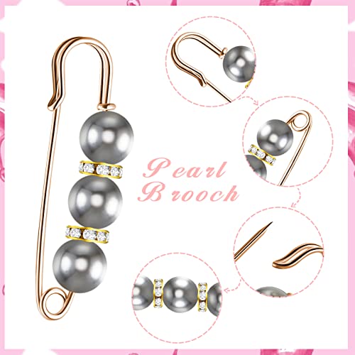 Hicarer 18 Piece Pearl Brooch Pins Women Decorative Safety Pins Clothing Shawl Clips Artificial Pearls Brooch Elegant Cardigan Collar Clips for Women Dress Skirt Sweater(Elegant Style)4
