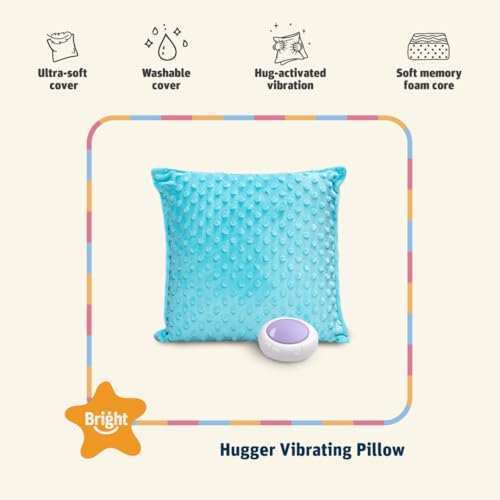 Image of Bright Autism Hugger Pillow for Sensory Needs- Calming Vibrating Pillow for Kids. Therapy Relaxing Tool that Helps Children to Soothe Stress or Anxiety. The Perfect Sleep aid for a Sensory Room.