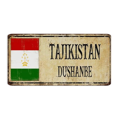 Panneaux en métal Tadjikistan Dushanbe - Décorations murales pour garage, terrasse, magasin, salle de magasin - Souvenir national - Affiche d'art de route - Cadeau pour la maison - 15,2 x 30,5 cm