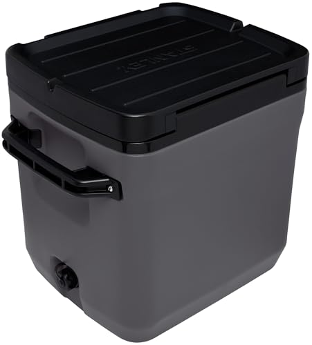 Image of Stanley Adventure Outdoor Cooler 30 qt | Heavy Duty Outdoor Camping Cooler with Easy Carry Side Handles | 4 Days Cooling Ice Chest for 40 Cans | Flat Top Doubles as Seat | BPA-Free | Charcoal