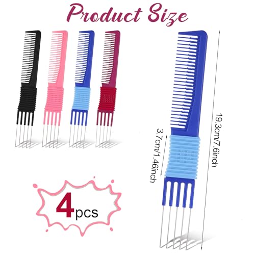 4 Peines para Cabello Rizado con Mango Colorido miniatura 6