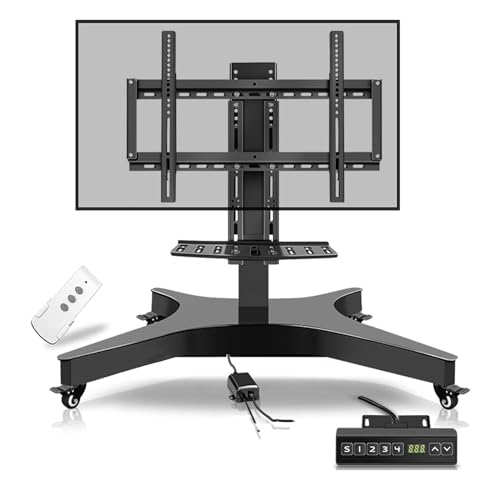 Soporte para TV portátil con ruedas, altura ajustable, motor eléctrico miniatura 1