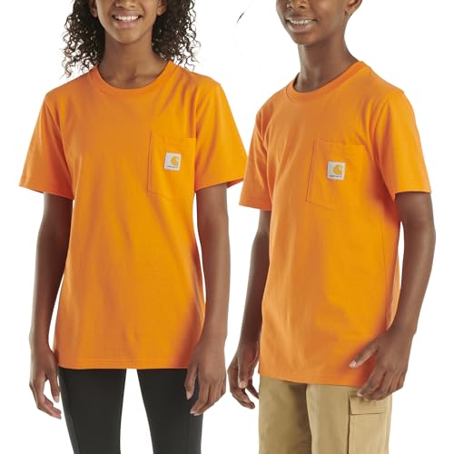 Carhartt unisex-kids Short-Sleeve Pocket T-Shirt, Exotic Bright Orange, Large - image 3