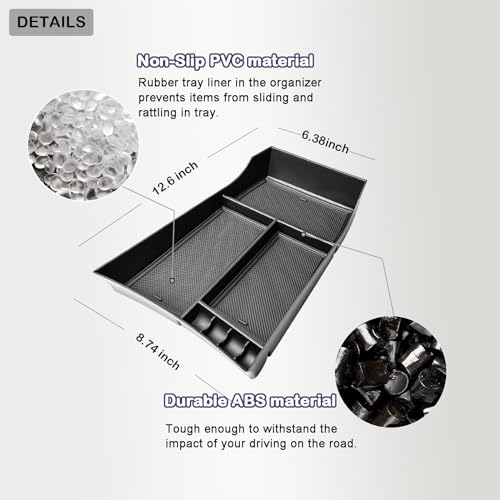 HGWEI Lower Center Console Organizer Compatible with Nissan Rogue 2021 2022 2023 2024 2025 2026 Interior Accessories, Insert Tray Armrest Storage Box, Black by HGWEI - Image 5