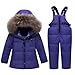 Toddler Snow Suit 2-Piece Infant Snowsuit Baby Boy Girl Down Jacket Thickened Warm Snow Pants (Purple, 12-18 Months)