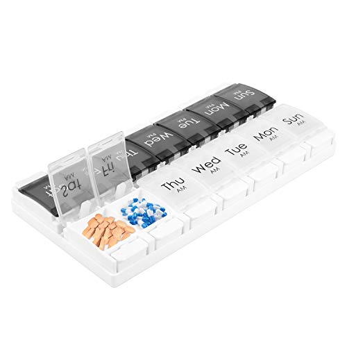 7 Day Pill Organizer 2 Times a Day - Weekly Medicine Dose Organizer