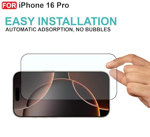 Image of Premium Tempered Glass Screen Protector Compatible with iPhone 16 Pro (6.1 Inch) | 9H Hardness | Edge to Edge Protection | Anti Scratch | Bubble Free Installation | HD Clear