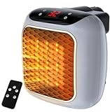Steckdosen Heizlüfter mit Fernbedienung,Mini Keramik Heizlüfter Bad Energiesparend Leise Heizung1200W Heizstrahler mit 12h Timer Thermostat Überhitzungsschutz für Schlafzimmer Büro
