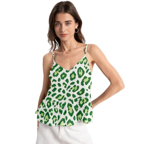 Caraco en mousseline de soie col en V pour femme haut polyvalent imprimé léopard