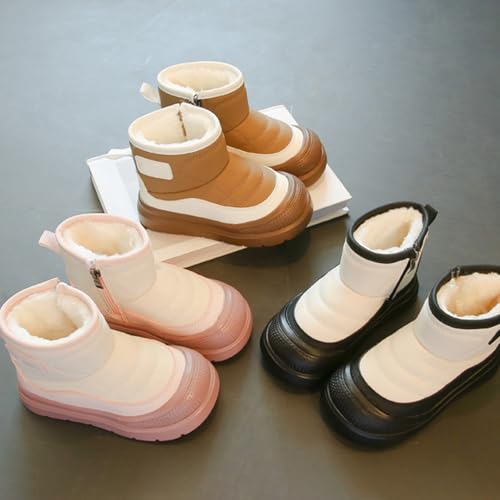 Fuzzy Snow Booties for Kids Boys Girls Toddler Childrens Side Zipper Shoes Winter Warm Ski 𝐖aterproof Thick Boots2