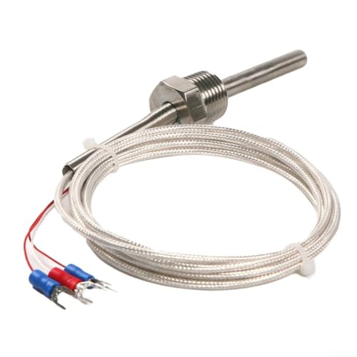Besttoolifes Jaybva, sonda termistore impermeabile per RTD PT100 per termostato PID, 3 fili in acciaio inox NPT 1/2 pollice con fili isolati e fili schermati