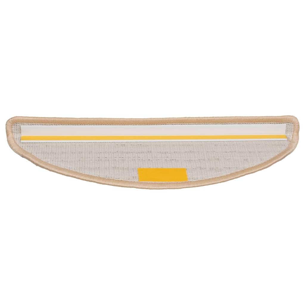 Stufenmatten 15 Stück 56x17x3 cm Creme Halbrund Treppenstufen Matten, Teppich Innen für Treppen, rutschfest Stufenmatten Treppenteppich