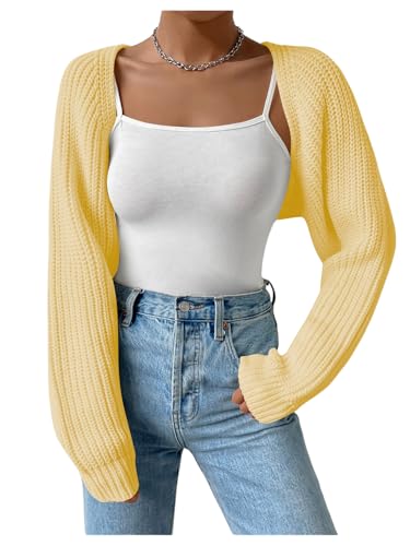 Image of Verdusa Women's Y2k Cropped Cardigan Sweaters Lightweight Knit Open Front Bolero Shrugs Spring Fall Outfits