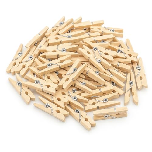 120 Pezzi Mini Mollette Decorative 3 cm | Mollette in Legno per Artigianato e Progetti Fai-da-te