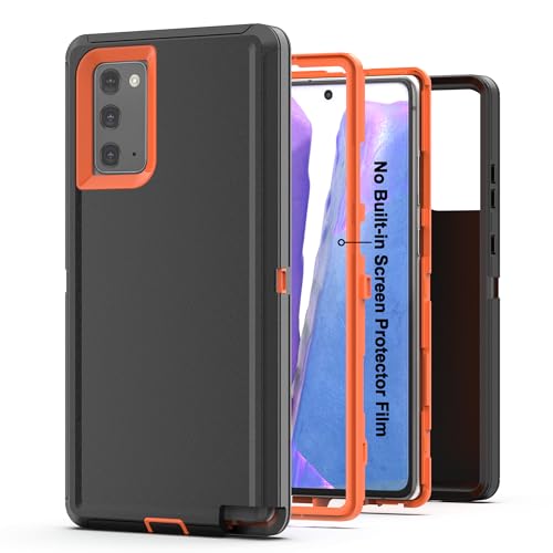 AWZHYDT for Samsung Galaxy Note 20 Case, Heavy Duty Drop Protection Full Body Rugged Shockproof/Dustproof [3-in-1] Military Grade Tough Durable Phone Cover for Galaxy Note 20(Black/Orange)