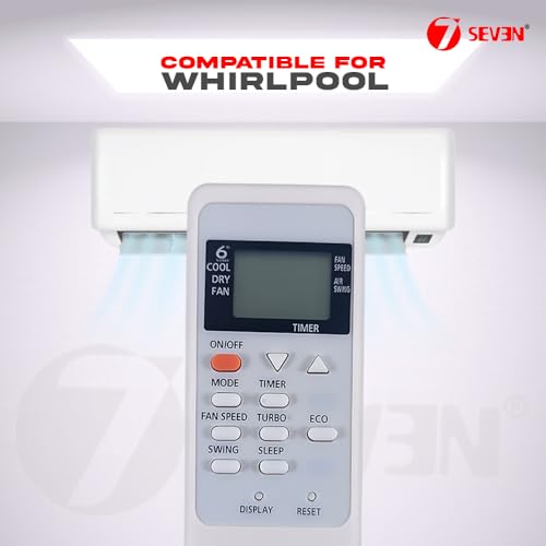 Image of 7SEVEN Compatible with Whirlpool AC Remote Control Model 135A Suitable for 1 1.5 2 Ton Split and Window Air Conditioner - Match Each Key by Key Exactly with Existing AC Remote Function
