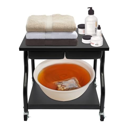 Carrito plegable para spa de pies 2 niveles negro miniatura 1