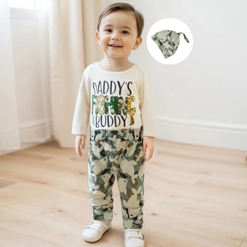 Image of Amnnchya Newborn Baby Boy Clothes Fishing Short Sleeve Romper Shirt Tops Pants Summer Spring Outfits Cute Hat Set