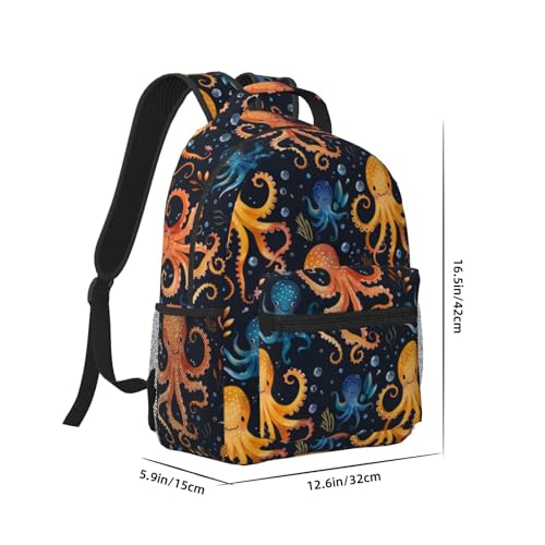 Vibrant Octopus Backpack, Travel School Laptop Polyester Colorful Octopus Backpacks for Women Kids, Work Sports Back Pack Casual Daypack, Lightweight Rucksack Gifts for Gym Camping Hiking2