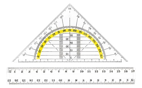 ETI geometría gobernante establecido, y un transportador 17 cm, 16 cm