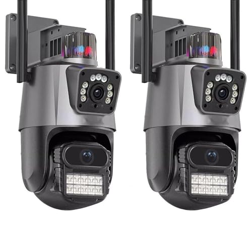K2 STORE - Telecamera IP 8MP 4K esterno WiFi PTZ 2 obiettivo doppio schermo 8X zoom CCTV Applicazione ICSEE 2 Pezzi