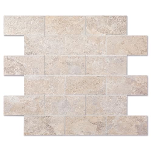 Peel and stick tile backsplash 12x12 beige stone (10 sheets)