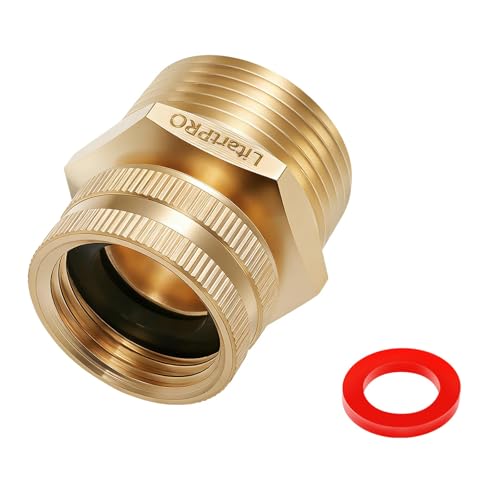 1PC LF Brass 3/4 GHT Female to 1 NPT Male Thread Swivel Pipe Fitting Adapter Thickened-Wall Design Heavy-Duty Swivel Connector Garden Hose Threaded to Pipe Threaded Adapter