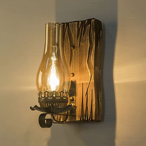 Aplique de pared creativo con pantalla de vidrio y detalles de madera de alta calidad